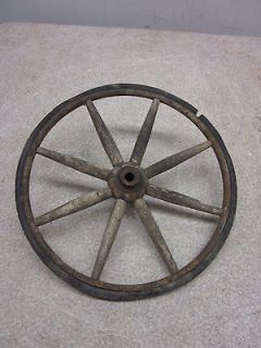 Vintage Wooden & Rubber Baby Buggy Wheel? 12 round x 1/2 hub