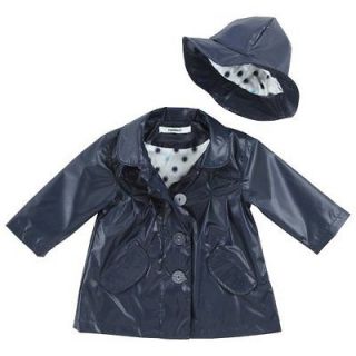   Pas Navy Girl Baby Girls Trench Coat and Hat (Navy Blue, 2 Years