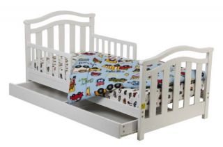 Elora Collection Toddler Bed with Drawer, White