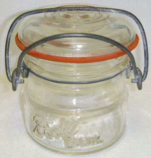   Pint Vintage Ball Ideal Clear Canning Jar W Lightning Lid Wire Closure