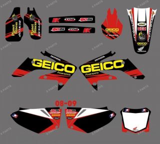 TEAM GRAPHICS&BACKGROUNDS DECALS STICKERS HONDA CRF250 CRF250R 2008 