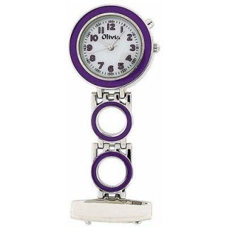The Olivia Collection Backlight Purple Nurses Fob Watch TOC51 Xmas 