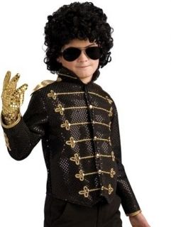 Child Large Boys Black Michael Jackson Military Jacket Costume 