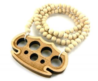   GOOD QUALITY WOOD PENDANT & 36 WOODEN BALL CHAIN NECKLACE  WJ144