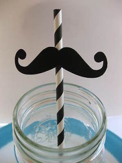 25 Vintage Style Mustache Straws 28 Different Colors Paper Party 