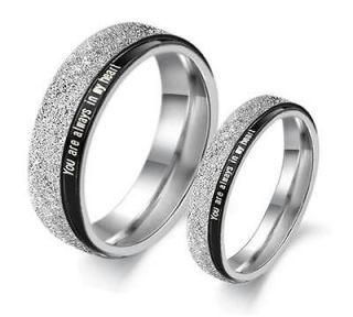   Promise Ring Set Couple Wedding Bands Black Frost Many Sizes Gift