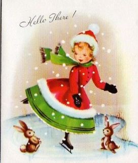 Little Lady Skater Christmas Card ~( 32N)