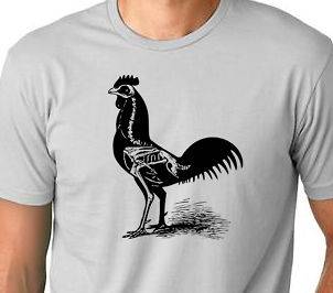 Rooster skeleton Funny T shirt chicken Humor Tee