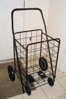   Folding Shopping Grocery Cart Large Storage Basket solid RubberTires