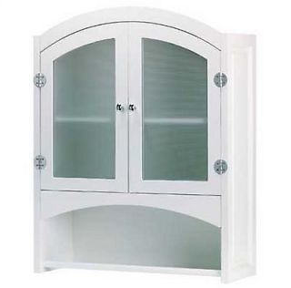 New** Elegant Off White Wood Bathroom Cabinet with Opaque Glass Doors