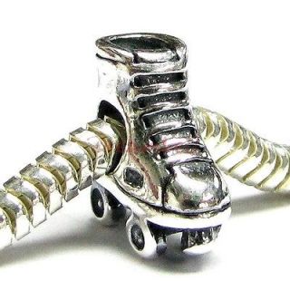   Sterling Silver Roller Skate Bead For European Charm Bracelets PB0193B