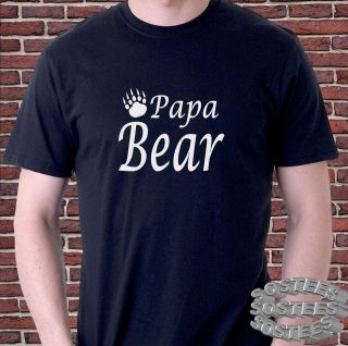 Papa Bear Cotton T Shirt with bear claw. Great gift for Dad, Grandad 