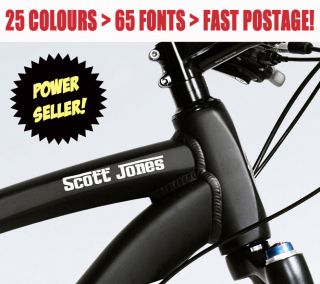 Personalised Name Stickers Bike Frame Cycle Mountain Racing ANY 