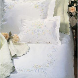 Gorgeous Sferra Sweet William Italian bed linens in white/white OR 