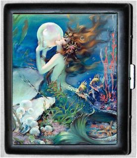 Mermaid with Pearl Vintage Art Metal Wallet Cigarette Case #740