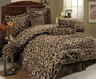 5Pcs Twin Giraffe Animal Kingdom Bedding Comforter Set