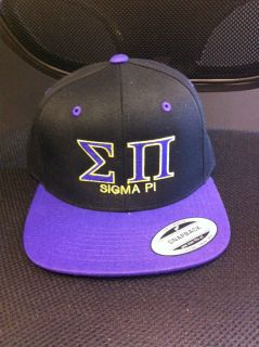 NEW Sigma PI Adjustable Snapback Hat College Fraternity Purple Gold