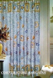   Shells SEASHELLS Fabric Shower Curtain Star Fish Fabric Shower Curtain