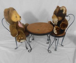 Doll Bear Furniture Patio Set Table Chairs Garden Bistro Vintage 