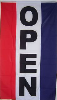 NEW 3 FEET x 5 FEET VERTICAL OPEN STORE SIGN BANNER FLAG