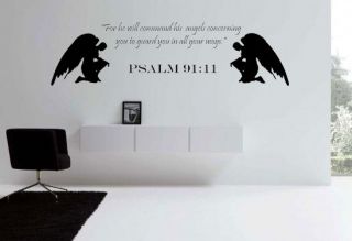 Psalm 9111 For He Will Command vinyl Wall Decal Bible