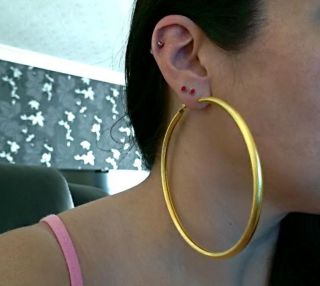 XX Large gold/silver tone patterned hoop earrings 10cm/4 HUGE   BIG 