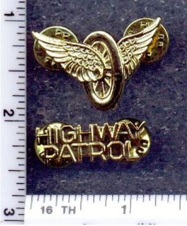 HIGHWAY PATROL MOTORCYCLE OFFICER   Uniform issue collar brass from 