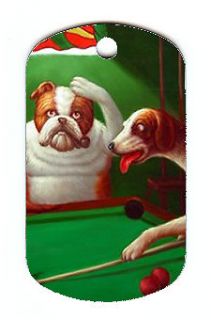 Dogs Playing Pool #1 Dog Tag Necklace [ and Free Chain]