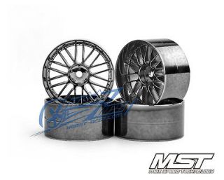 MST Silver black BBS RC 1/10 Drift Car Wheels offset 6 (4 PCS 