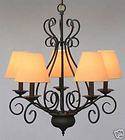 LT WROUGHT IRON CHANDELIER WITH SHADES 