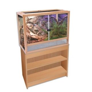 NATURAL WOOD & TEMPERED GLASS REPTILE CAGE TERRARIUM ECO SYSTEM WITH 
