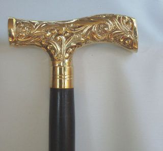 Sleek Gold Victorian Walking Stick Cane