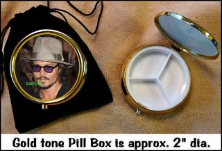 JOHNNY DEPP PILL BOX .WITH POUCH FEDORA & VIOLET SUN GLASSES 