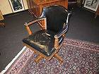   Romweber Viking Oak Black Leather Adjustable Office Desk Chair 1970s