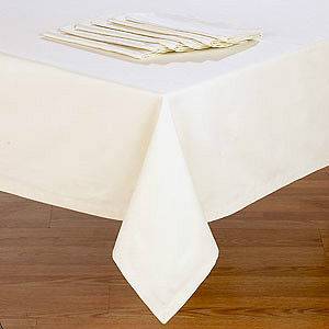 HOTEL BISTRO 90 EXTRA WIDE HEMMED TABLECLOTH ASST SIZES WHITE or ECRU 