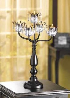 Black Crystal Beaded chandelier candelabra Candle Holder wedding 