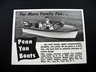 1960 Penn Yan Boats NY Vulcanile Bonded Laps print ad