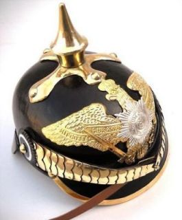 Brass Dragoon German Leather Pickelhaube Helmet