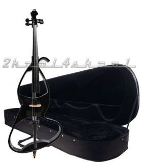 Black Electric Cello Full Size 4/4 w/case+bow+Act​ive EQ