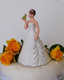 bride kissing frog groom black african white funny wedding cake topper 