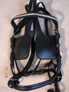 24Leather black tear drop bridle Collar Horse Driving Cart Harness 