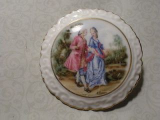 Vintage Coalport China Pin or Brooch Victorian Man And Women 