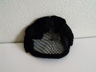 Black Velvet Hat Darling Bows Lovely Netting Vintage