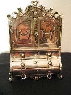 Miniature Dutch Silver 2 Door and 3Drawer Cabinet
