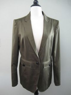 BURBERRY Army Green Blazer Jacket Coat w/ Black Buttons Sz 8.5 Medium 