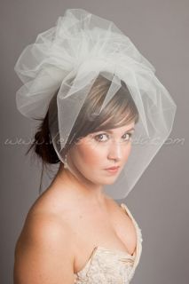 17 Tulle Bridal Birdcage Veil with Detachable Tulle Pouf 