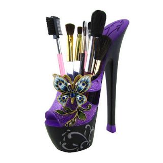   Brush Holder Shoe High Heel Platform For Makeup Brushes or Pens purple