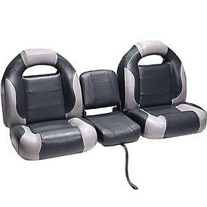 DeckMate 3 Piece 56 Bass Boat Bench Seats Set   Charcaol/Gray