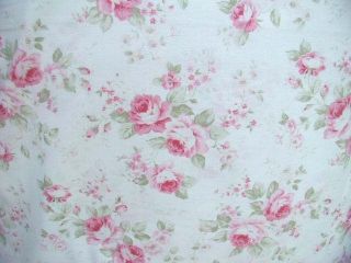 Durham Quilt Wow! Pink Cabbage Roses Antique White Fabric HTF