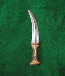 Antique ISLAMIC Ottoman wootz gold damascened Jambiya Dagger indo 